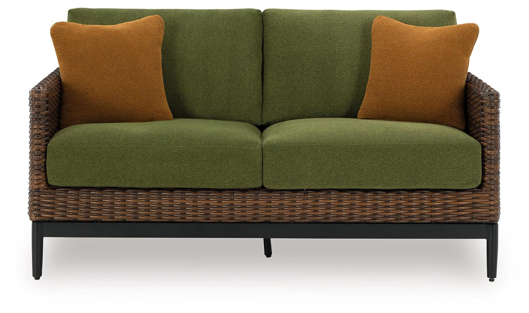 Horizon Hall Brown/Green Outdoor Loveseat with Cushion