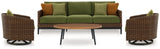 Horizon Brown/Green Hall Outdoor Sofa and 2 Chairs with Coffee Table