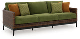 Horizon Brown/Green Hall Outdoor Sofa with 2 Lounge Chairs