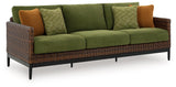 Horizon Brown/Green Hall Outdoor Sofa and 2 Chairs with Coffee Table