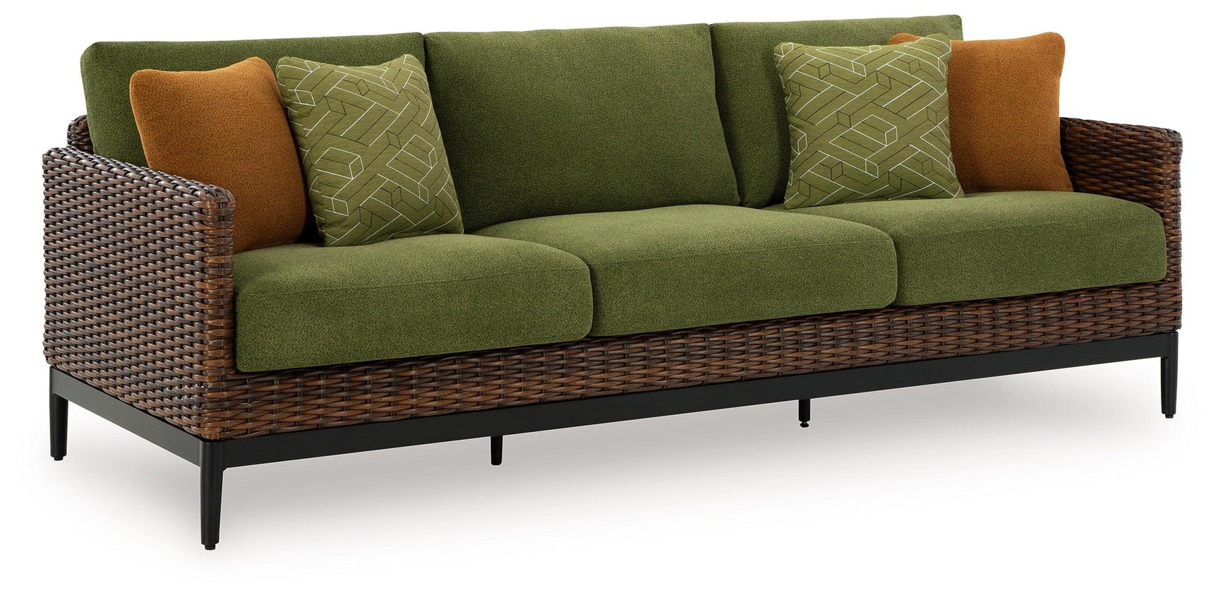 Horizon Brown/Green Hall Outdoor Sofa and 2 Chairs with Coffee Table