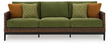 Horizon Brown/Green Hall Outdoor Sofa with 2 Lounge Chairs