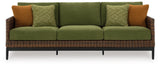 Horizon Brown/Green Hall Outdoor Sofa and 2 Chairs with Coffee Table