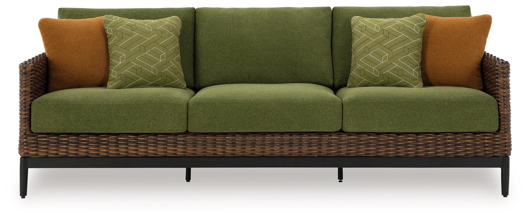 Horizon Brown/Green Hall Outdoor Sofa and 2 Chairs with Coffee Table