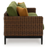 Horizon Brown/Green Hall Outdoor Sofa with 2 Lounge Chairs