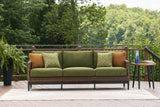 Horizon Brown/Green Hall Outdoor Sofa with 2 Lounge Chairs