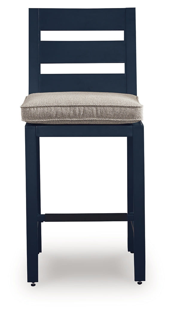 East Navy Blue/Driftwood Beach Outdoor Fire Pit Bar Table and 4 Barstools