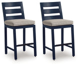 East Beach Navy Blue Outdoor Counter Height Bar Stool (Set of 2)