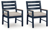 East Beach Navy Blue/Driftwood Outdoor Arm Chair with Cushion (Set of 2)