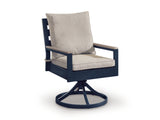 East Navy Blue/Driftwood Beach Outdoor Dining Table and 6 Chairs