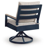 East Navy Blue/Driftwood Beach Outdoor Dining Table and 6 Chairs