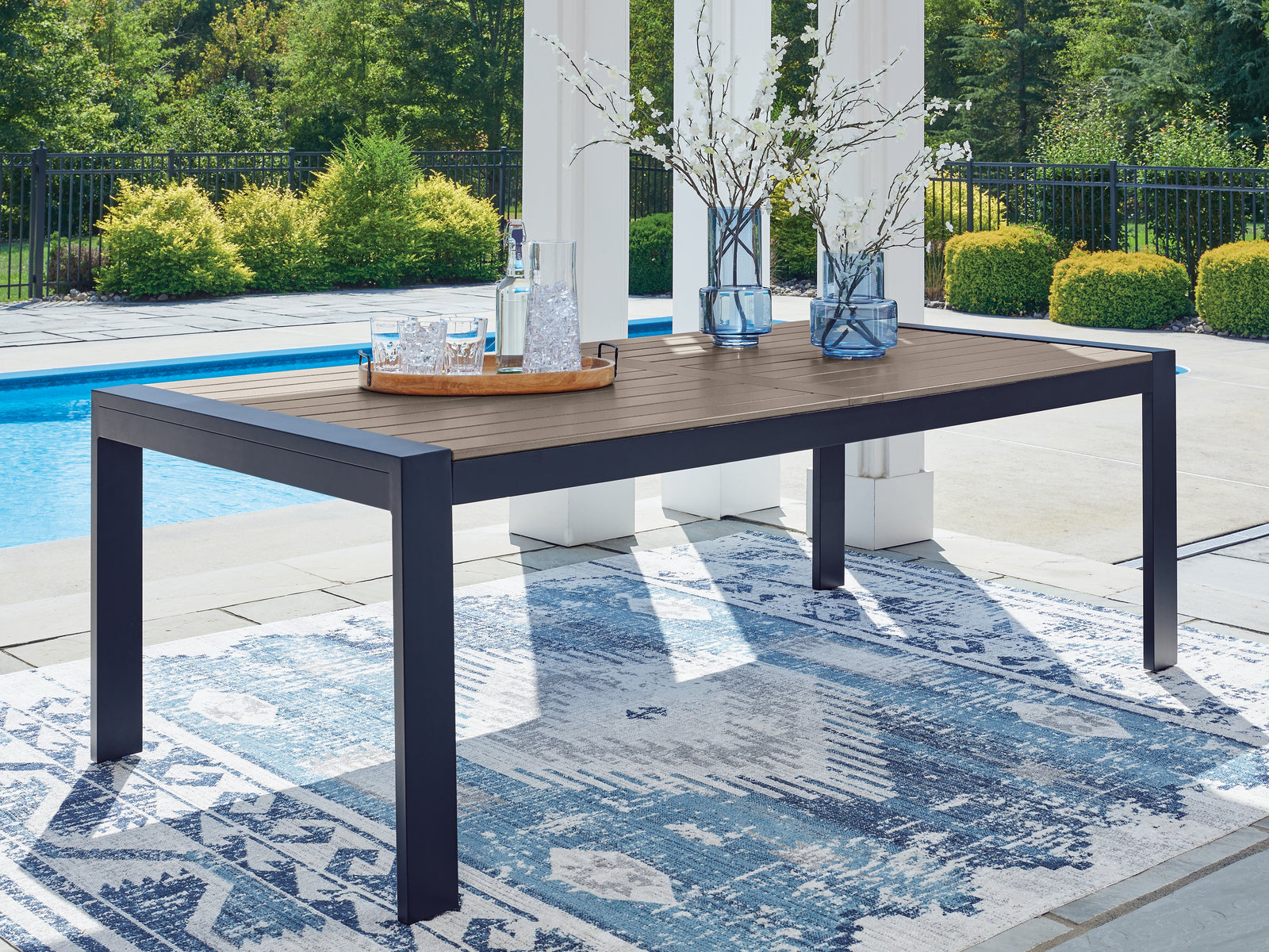 East Beach Navy Blue/Driftwood Outdoor Dining Table