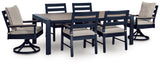 East Navy Blue/Driftwood Beach Outdoor Dining Table and 6 Chairs