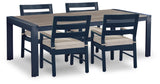East Navy Blue/Driftwood Beach Outdoor Dining Table and 4 Chairs