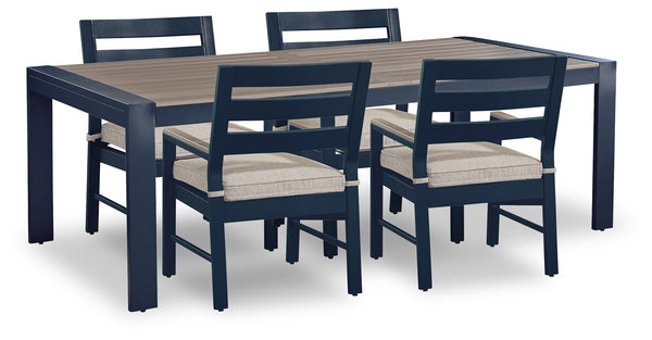 East Navy Blue/Driftwood Beach Outdoor Dining Table and 4 Chairs