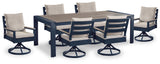 East Navy Blue/Driftwood Beach Outdoor Dining Table and 6 Chairs