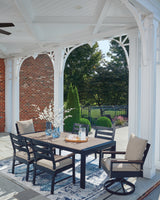 East Navy Blue/Driftwood Beach Outdoor Dining Table and 6 Chairs