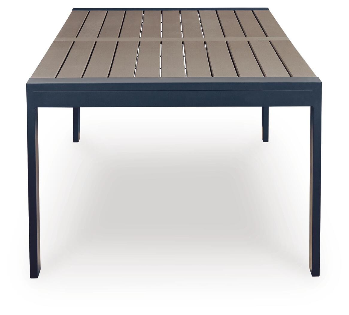 East Navy Blue/Driftwood Beach Outdoor Dining Table and 6 Chairs