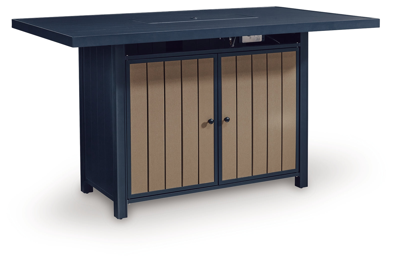 East Navy Blue/Driftwood Beach Outdoor Fire Pit Bar Table and 4 Barstools