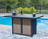 East Navy Blue/Driftwood Beach Outdoor Fire Pit Bar Table and 4 Barstools