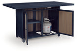 East Navy Blue/Driftwood Beach Outdoor Fire Pit Bar Table and 4 Barstools
