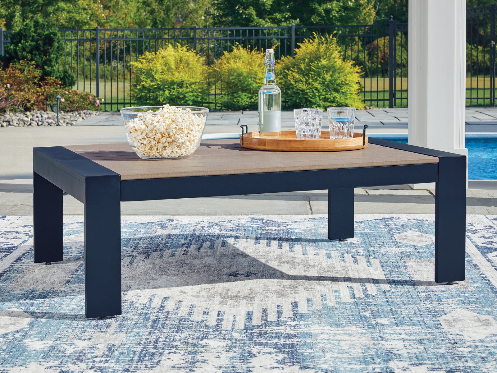 East Beach Navy Blue/Driftwood Outdoor Coffee Table