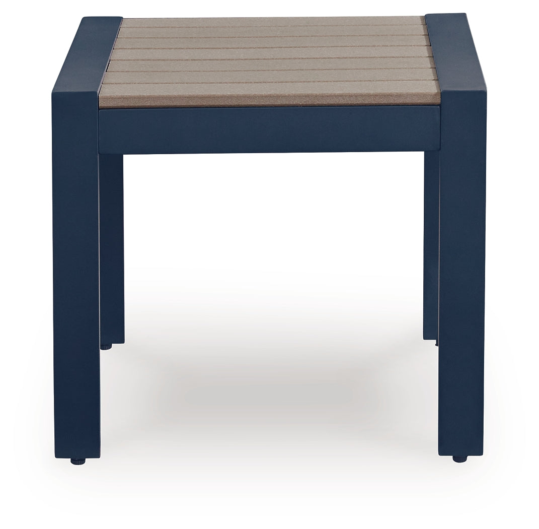 East Beach Navy Blue/Driftwood Outdoor End Table