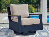 East Beach Navy Blue/Driftwood Outdoor Swivel Glider Chair with Cushion