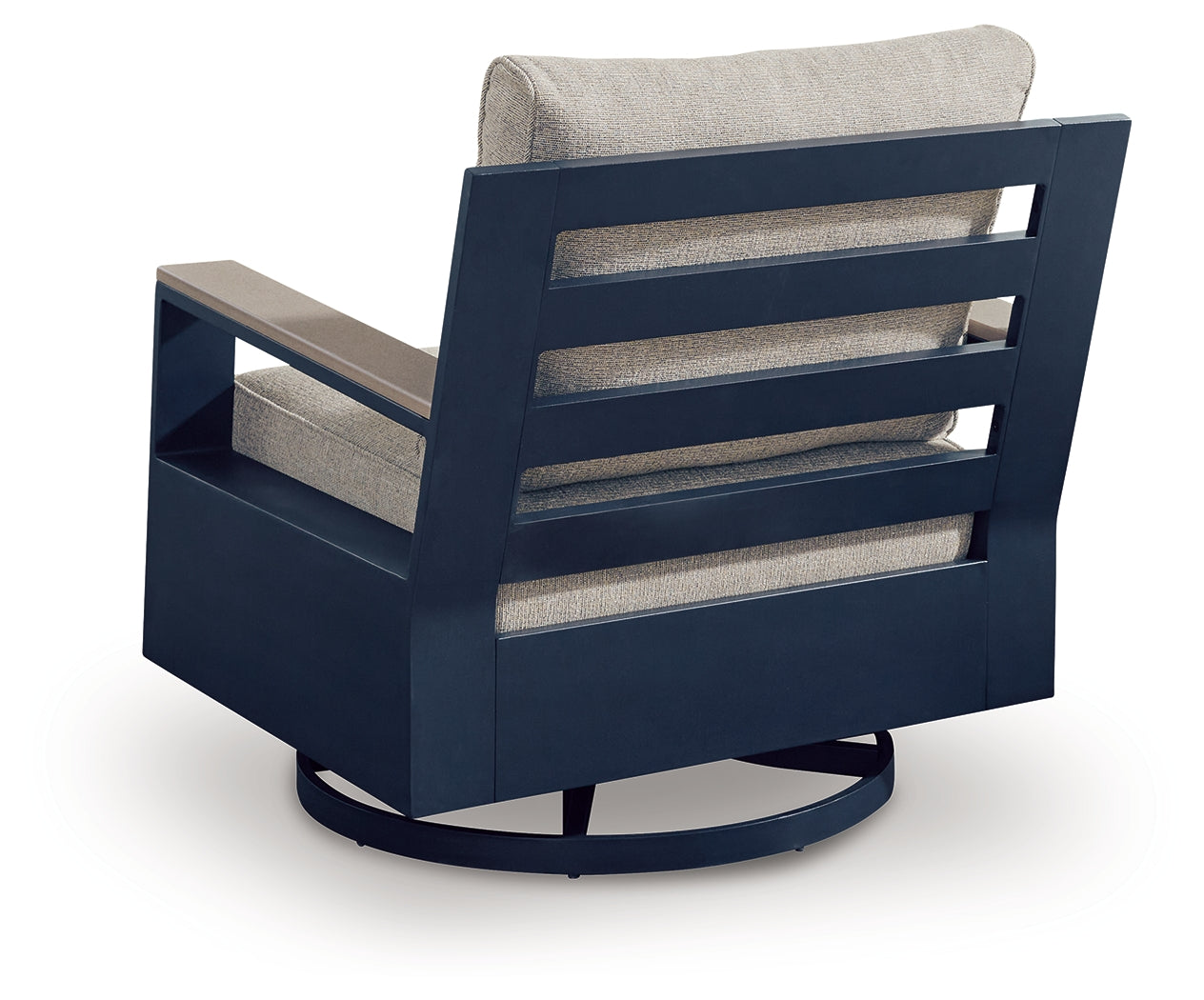East Beach Navy Blue/Driftwood Outdoor Swivel Glider Chair with Cushion