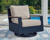 East Navy Blue/Driftwood Beach Outdoor Sofa with 2 Swivel Glider Chairs