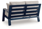 East Beach Navy Blue/Driftwood Outdoor Loveseat with Cushion