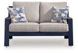 East Navy Blue/Driftwood Beach Outdoor Sofa and Loveseat with Coffee Table