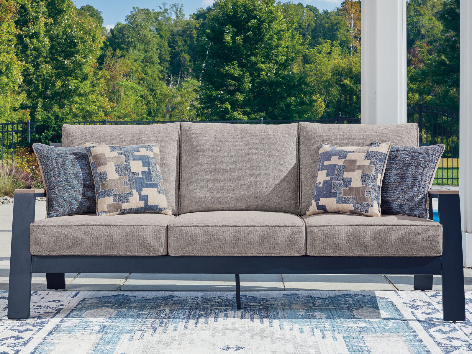 East Beach Navy Blue/Driftwood Outdoor Sofa with Cushion