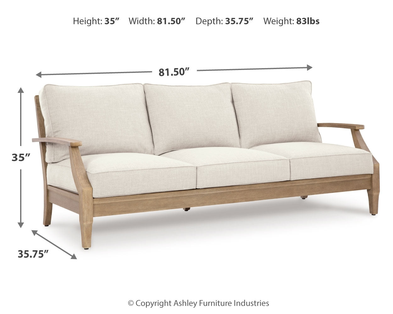 Carter Beige Hall Outdoor Sofa with 2 Lounge Chairs and Coffee Table