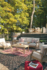 Carter Beige Hall Outdoor Sofa with 2 Lounge Chairs and Coffee Table