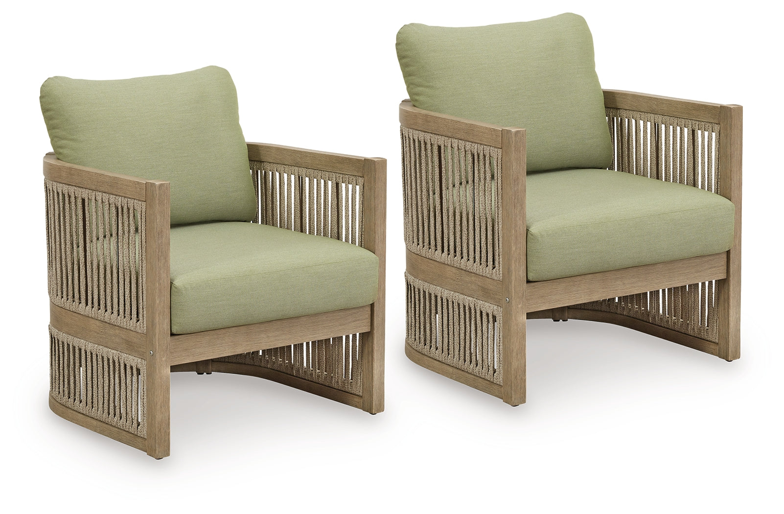 Serena Shores Beige/Green Outdoor Lounge Chair (Set of 2)