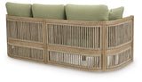 Serena Shores Beige/Green Outdoor Sofa with Cushion
