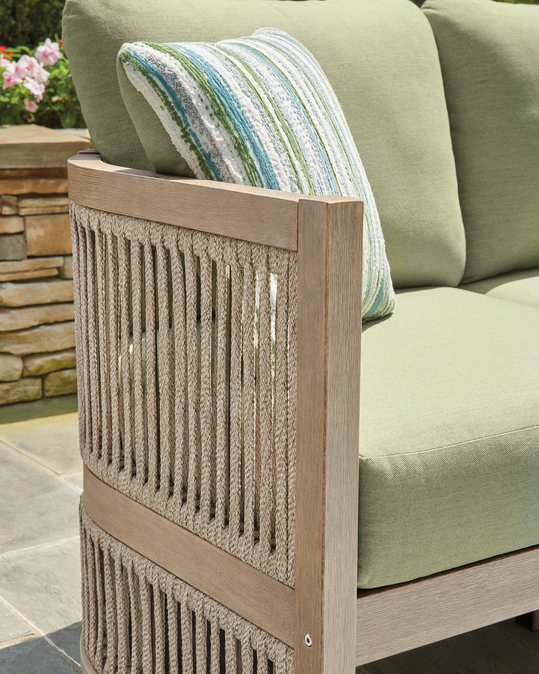 Serena Beige/Green Shores Outdoor Sofa and Chair