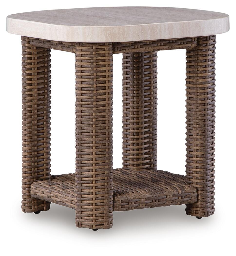 Dolan Creek Beige/Brown Outdoor End Table