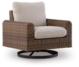 Dolan Creek Gray/Brown Outdoor Swivel Lounge Chair with Cushion