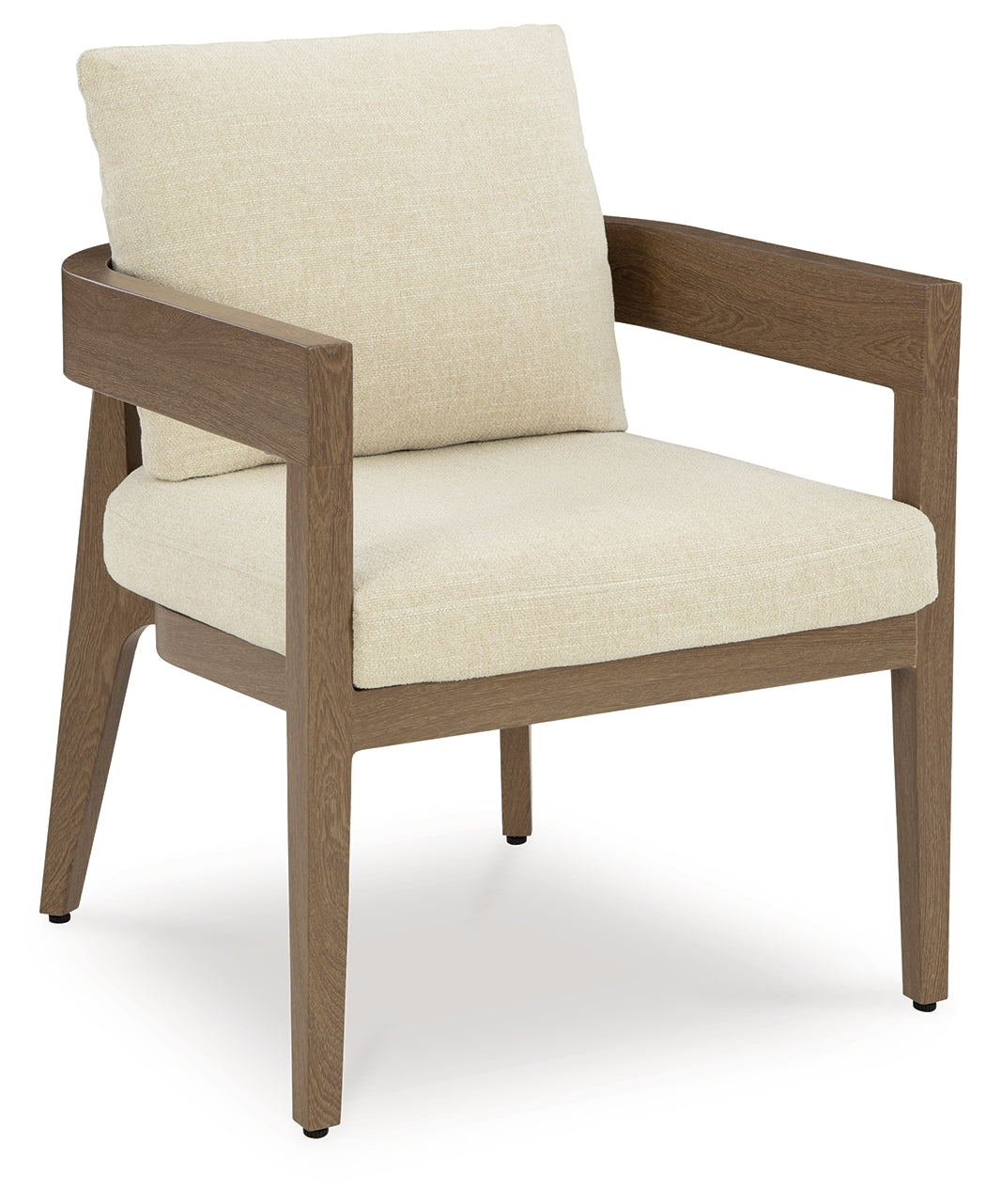 Serene Bay Dark Brown/White Outdoor Dining Arm Chair with Cushion (Set of 2)