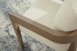 Serene Bay Dark Brown/White Outdoor Dining Arm Chair with Cushion (Set of 2)