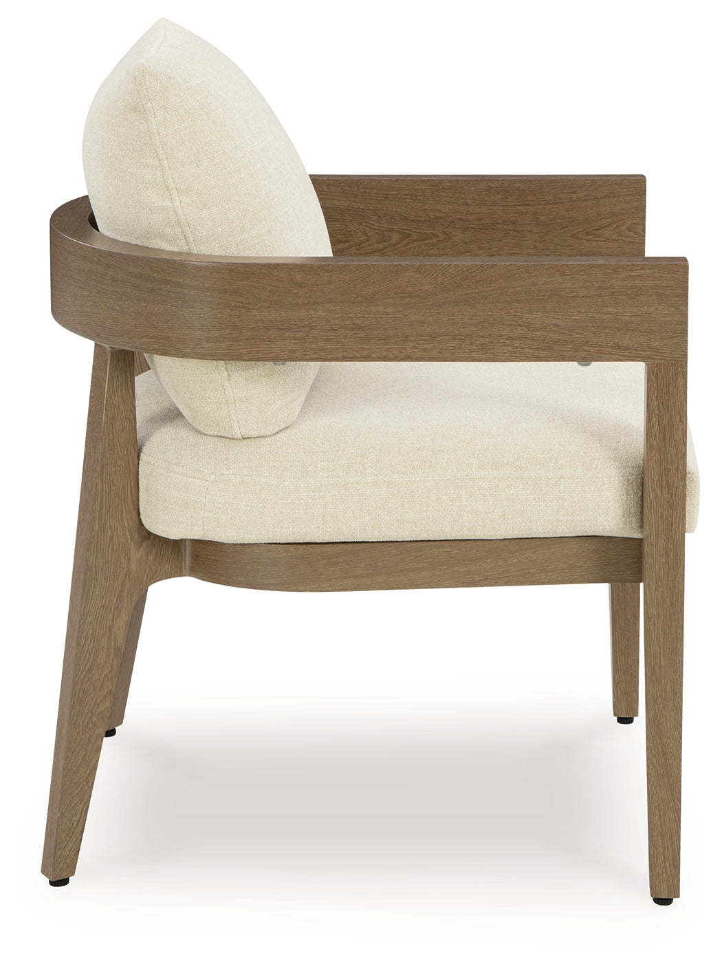 Serene Bay Dark Brown/White Outdoor Dining Arm Chair with Cushion (Set of 2)