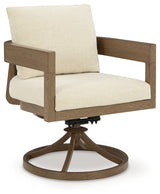 Serene Bay Dark Brown/White Outdoor Swivel Dining Chair with Cushion (Set of 2)