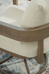 Serene Bay Dark Brown/White Outdoor Swivel Dining Chair with Cushion (Set of 2)