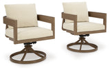 Serene Bay Dark Brown/White Outdoor Swivel Dining Chair with Cushion (Set of 2)