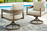 Serene Bay Dark Brown/White Outdoor Swivel Dining Chair with Cushion (Set of 2)
