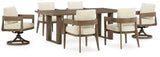 Serene Dark Brown Bay Outdoor Dining Table and 6 Chairs
