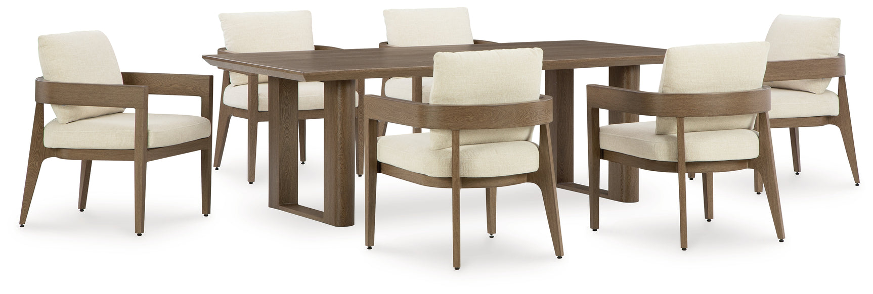 Serene Dark Brown Bay Outdoor Dining Table and 6 Chairs