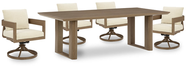 Serene Dark Brown Bay Outdoor Dining Table and 4 Chairs